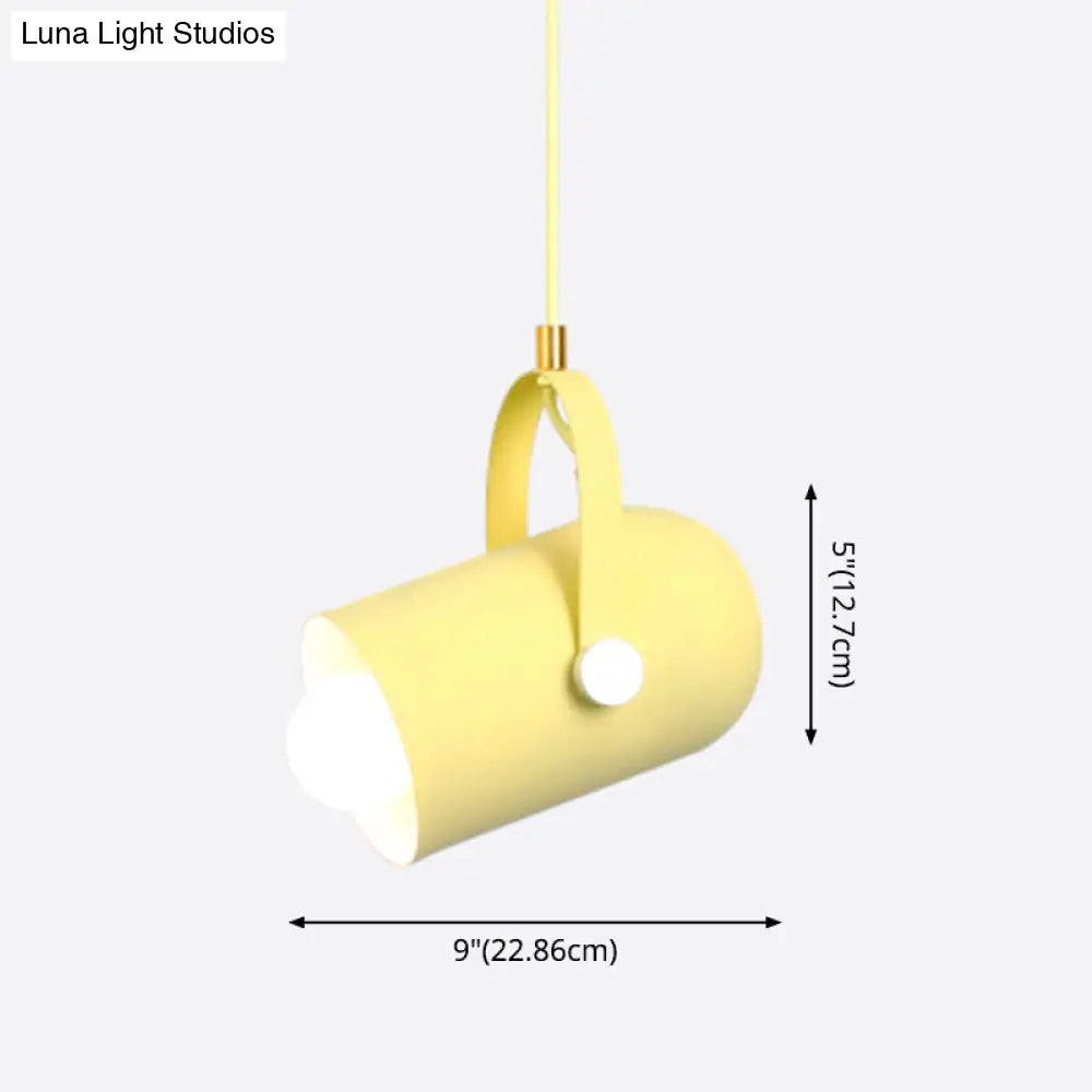 1-Head Metal Pendant Spotlight With Adjustable Handle - Commercial Macaron Lighting