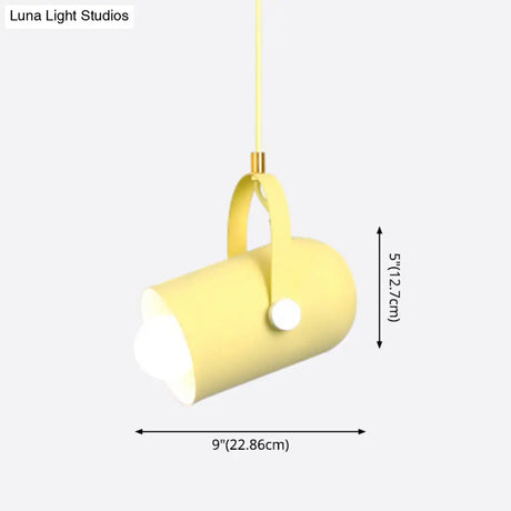 1-Head Metal Pendant Spotlight With Adjustable Handle - Commercial Macaron Lighting