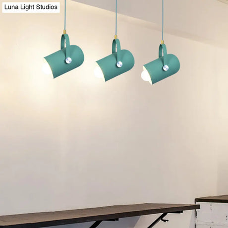 1-Head Metal Pendant Spotlight With Adjustable Handle - Commercial Macaron Lighting