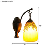 1-Head Wall Hanging Light: Countryside Elongated Dome Sconce In Black With Curved Arm
