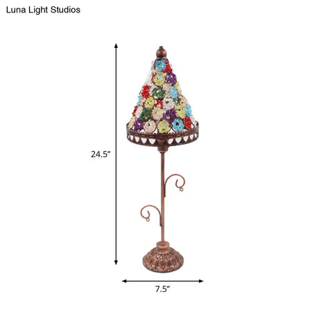 1-Light Acrylic Beaded Moroccan Night Light With Open Copper Top