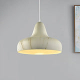 1-Light Aluminum Drop Pendant In White/Coffee/Wood - Hanging Light Fixture For Dining Room White