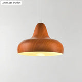 1-Light Aluminum Drop Pendant In White/Coffee/Wood - Hanging Light Fixture For Dining Room