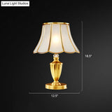1-Light Beveled Glass Flower Table Lamp In Brass For Minimalistic Bedside Styling
