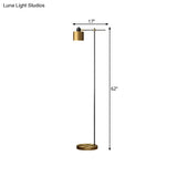 1-Light Brass Floor Lamp With Metal Shade - Perfect For Reading In The Living Room