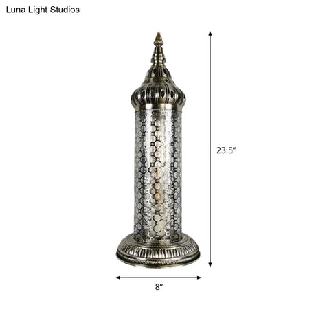 1-Light Bronze Metallic Turkey Style Cylinder Desk Lamp 23.5/31.5 High