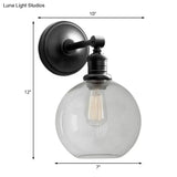 1-Light Metal Sconce With Black/Chrome Globe/Cone For Industrial Bedroom Wall Mounting