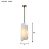 1-Light Minimalist White Panel Ceiling Lamp For Restaurants - Marble Hanging Light