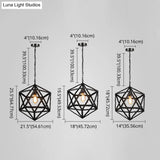 1-Light Retro Industrial Pendant Ceiling Light With Prism Cage And Metallic Finish