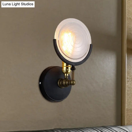 1-Light Wall Mount With Clear Glass Disk - Modern Lighting For Kitchen