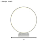 10 12 16 Dia Ring Desk Lamp - Simplicity Acrylic Led Light Black/White Warm/White