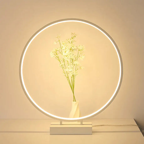 10 12 16 Dia Ring Desk Lamp - Simplicity Acrylic Led Light Black/White Warm/White White / Warm