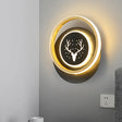 10/12 Led Nordic Acrylic Circle Wall Sconce With Antler Design In Black: Bedside Lighting