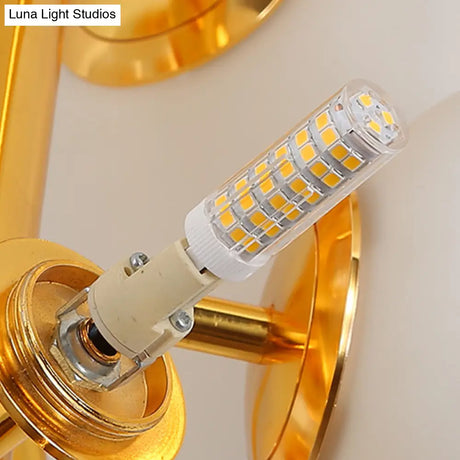 10/13 Bulbs Global Chandelier Lamp: Modern Milk Glass Hanging Light In Gold