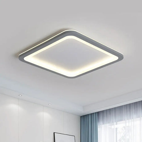 10/14.5/19 Modern Style Grey Square Box Flush Light Acrylic Led Ceiling Lamp Warm/White