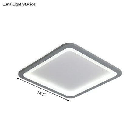 10’/14.5’/19’ Modern Style Grey Square Box Flush Light Acrylic Led Ceiling Lamp – Warm/White