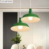 10’/14’ Vintage Barn Pendant Lamp In Black/White/Red - Ceiling Fixture For Dining Room