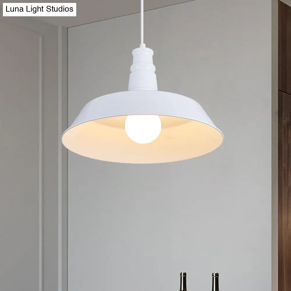 10’/14’ Vintage Barn Pendant Lamp In Black/White/Red - Ceiling Fixture For Dining Room