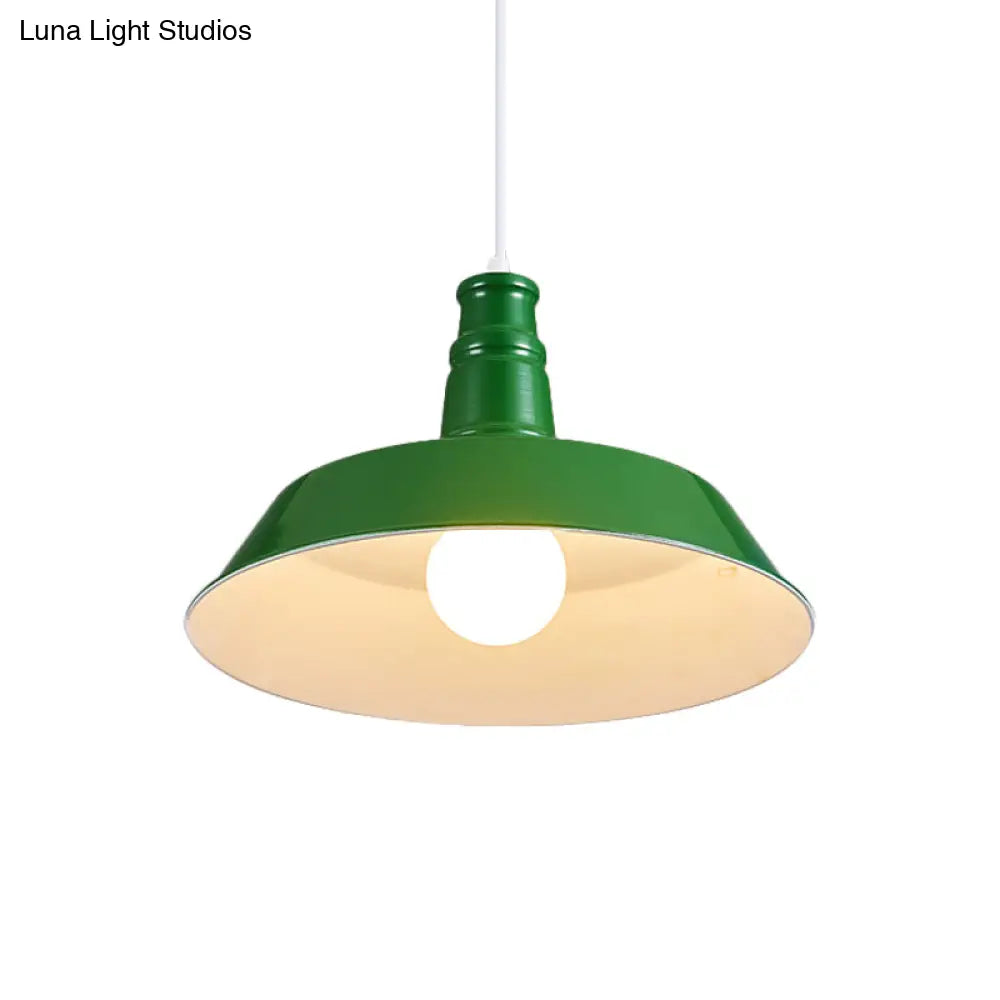 10’/14’ Vintage Barn Pendant Lamp In Black/White/Red - Ceiling Fixture For Dining Room