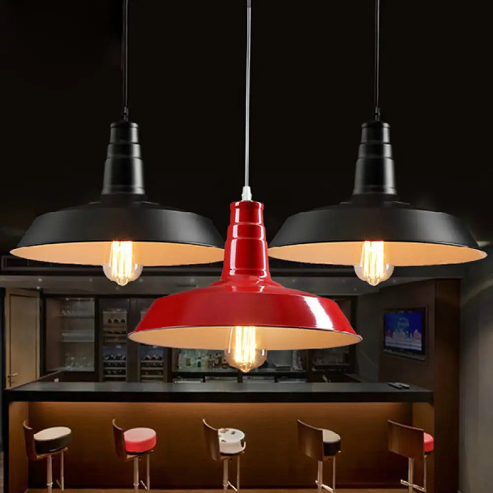 10’/14’ Vintage Barn Pendant Lamp In Black/White/Red - Ceiling Fixture For Dining Room Black / 10’
