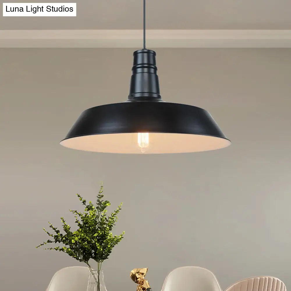 10’/14’ Vintage Barn Pendant Lamp In Black/White/Red - Ceiling Fixture For Dining Room
