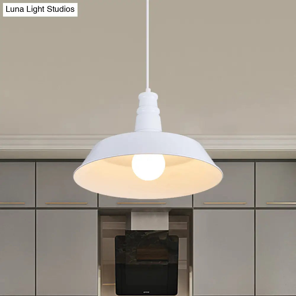 10’/14’ Vintage Barn Pendant Lamp In Black/White/Red - Ceiling Fixture For Dining Room