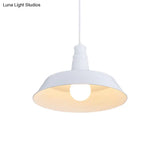 10’/14’ Vintage Barn Pendant Lamp In Black/White/Red - Ceiling Fixture For Dining Room