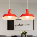 10’/14’ Vintage Barn Pendant Lamp In Black/White/Red - Ceiling Fixture For Dining Room Red / 10’