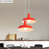 10’/14’ Vintage Barn Pendant Lamp In Black/White/Red - Ceiling Fixture For Dining Room