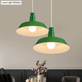 10’/14’ Vintage Barn Pendant Lamp In Black/White/Red - Ceiling Fixture For Dining Room