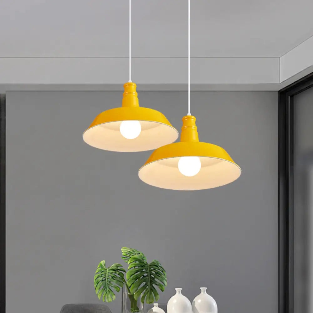 10’/14’ Vintage Barn Pendant Lamp In Black/White/Red - Ceiling Fixture For Dining Room Yellow / 10’