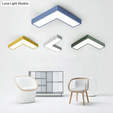 10’/14’ Wide Flush Mount Arrow Led Ceiling Light Fixture In Minimalist Acrylic Grey/Yellow/Blue