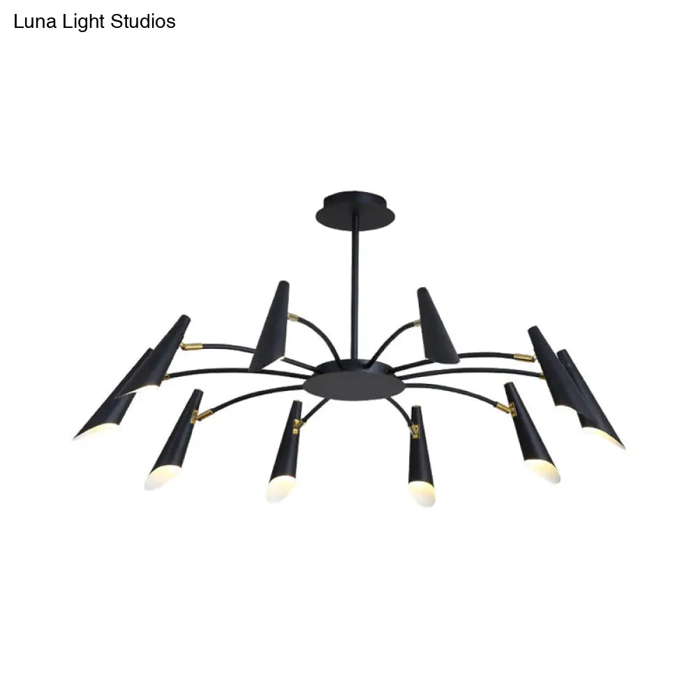 10-Head Metallic Chandelier Ceiling Lamp: Contemporary Black/White Light