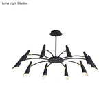 10-Head Metallic Chandelier Ceiling Lamp: Contemporary Black/White Light