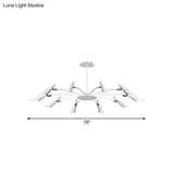 10-Head Metallic Chandelier Ceiling Lamp: Contemporary Black/White Light