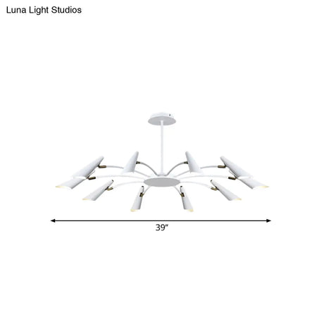 10-Head Metallic Chandelier Ceiling Lamp: Contemporary Black/White Light