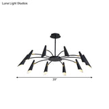 10-Head Metallic Chandelier Ceiling Lamp: Contemporary Black/White Light