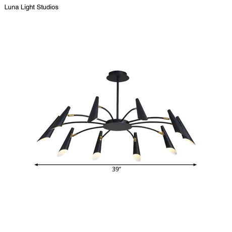 10-Head Metallic Chandelier Ceiling Lamp: Contemporary Black/White Light