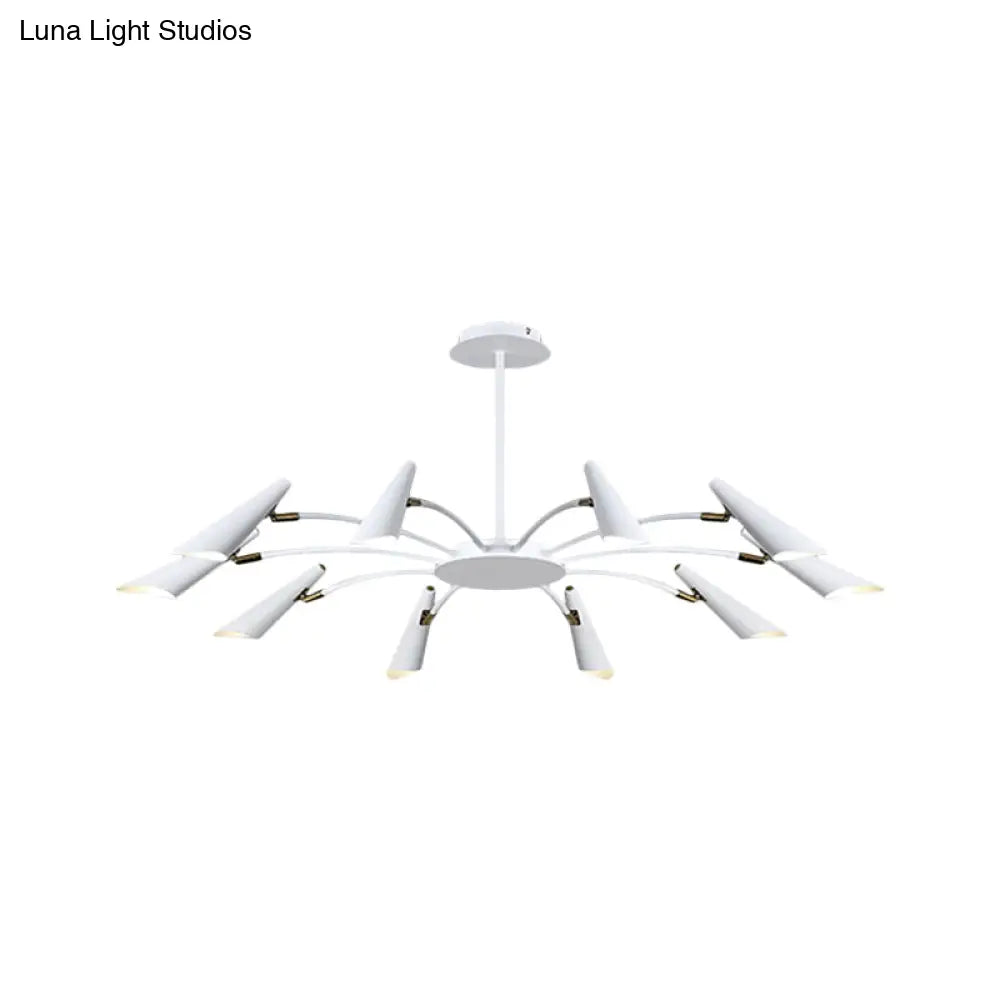 10-Head Metallic Chandelier Ceiling Lamp: Contemporary Black/White Light
