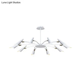 10-Head Metallic Chandelier Ceiling Lamp: Contemporary Black/White Light