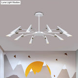 10-Head Metallic Chandelier Ceiling Lamp: Contemporary Black/White Light