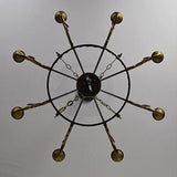 Blue Tiffany Crystal Chandelier With Bowl Glass Shade - 9 Light Suspension For Bedroom