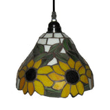 Tiffany-Style Trumpet Hanging Lamp: Yellow Stained Art Glass 1 Head Ceiling Pendant Light