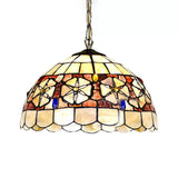 Victorian Shell Beige Dome Suspension Lighting - 1 Head Hanging Light Fixture (8/12/16 Width)