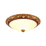 Vintage Resin Led Brown Flushmount Conical Ceiling Light Fixture For Bedrooms