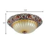 Classic Brown Pleated Flush Mount Ceiling Fixture 2/3 Light 13/17/19.5 Wide