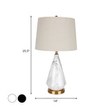 Minimalist Drum Table Lamp With Diamond Ceramic Base In Black/White - Perfect For Nightstands