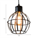 Industrial Metal Ball Cage Shade Pendant Light With Black Finish - Perfect For Restaurants
