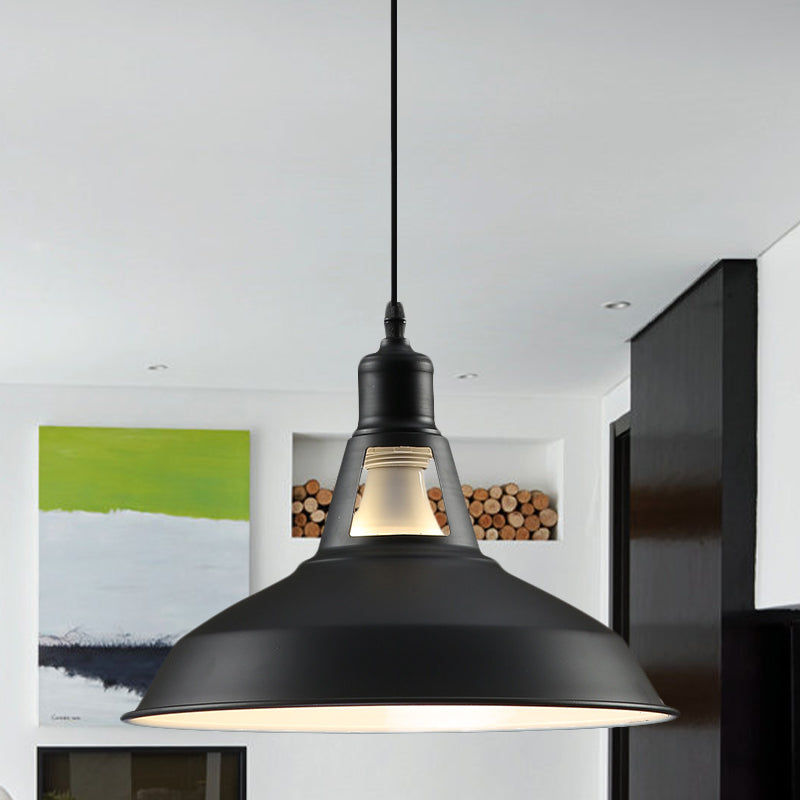 Metallic Pendant Light - Farmhouse Barn Shade Hanging Lamp (10.5/12/15 Inch) Wide 1 Fixture In