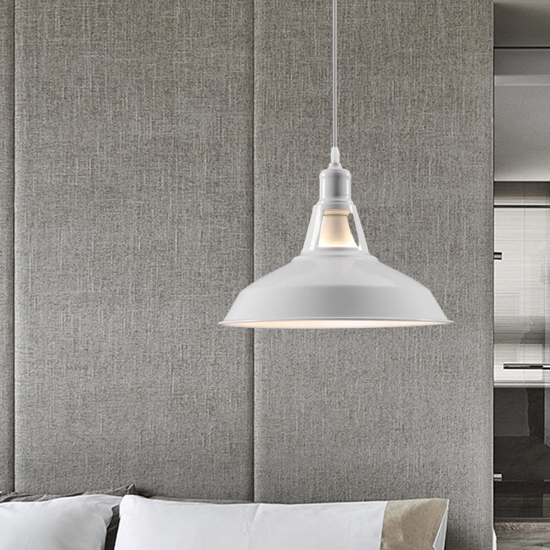 Metallic Pendant Light - Farmhouse Barn Shade Hanging Lamp (10.5/12/15 Inch) Wide 1 Fixture In